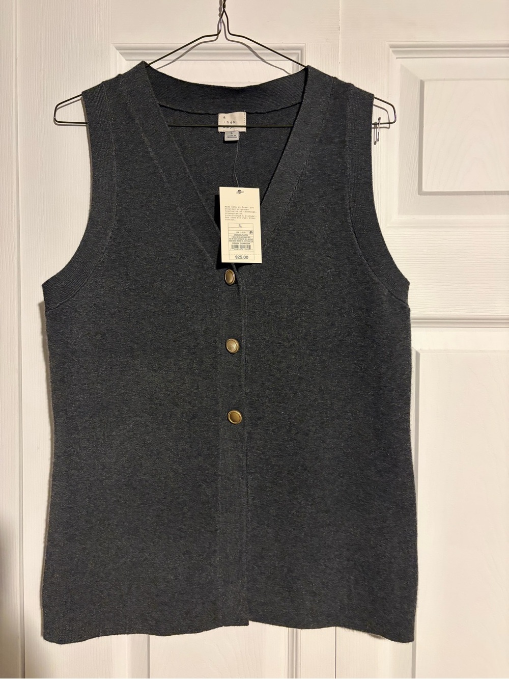 Target Dark Charcoal Gray Sleeveless Button Front Knit Vest